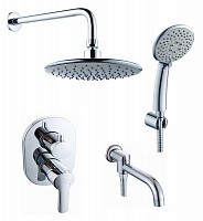 Превью фото Встраиваемая душевая система Diadonna D80-339107 с верхним душем, лейкой на шланге и изливом, 35 мм, хром № 1