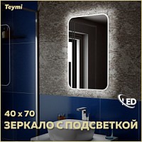 Превью фото Зеркало настенное с подсветкой в ванную Teymi Solli 40х70 LED T20201 № 1