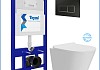 Инсталляция с унитазом комплект 5 в 1 Teymi унитаз подвесной безободковый Solli Pro Vortex кнопка черная / хром F16308 № 2