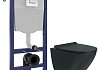 Комплект инсталляция Teymi Rapid SL с кнопкой GROHE хром унитаз ТОРНАДО подвесной безободковый Lina Pro Vortex Black F17827 № 20
