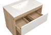 Тумба подвесная с раковиной для ванной 75 см Teymi Vitra корпус дуб фасад белый раковина Ritta 75 F16013 № 8