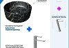 Раковина для ванной накладная Teymi Lina D41 черный мрамор в комплекте смеситель высокий хром F12859 № 15