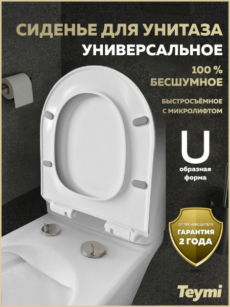Сиденье для унитаза Teymi S40810 (совместимо T40810; T40811) быстросъемное, микролифт