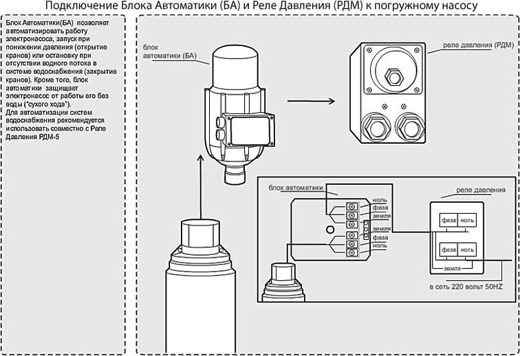 Скважинный насос схема подключения электрическая