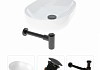 Комплект Teymi 3 в 1 для ванной: раковина Solli 48 накладная + выпуск Teymi без перелива черный + сифон черный матовый F07505