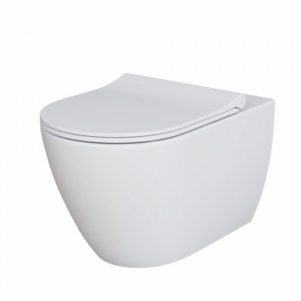 Унитаз подвесной Queen 113T20101R 570x360x400 БЕЛЫЙ матовый безободковый с тонкой крышкой