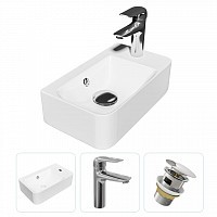 Превью фото Раковина подвесная для ванной Teymi Hanna 45 правая в комплекте смеситель хром и донный клапан клик-клак с переливом хром F07642 № 1