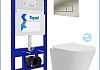 Инсталляция с унитазом комплект 5 в 1 Teymi унитаз подвесной безободковый Solli Pro Vortex кнопка нержавеющая сталь F16307 № 2