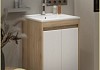 Тумба подвесная с раковиной для ванной 50 см Teymi Netta корпус дуб фасад белый раковина Ritta 50 F16017