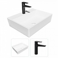 Превью фото Раковина накладная для ванной Teymi Aina 56 в комплекте смеситель черный матовый F07448 № 1