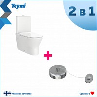 Превью фото Унитаз напольный Teymi Ellie безободковый, сиденье микролифт, веревка для сушки одежды в комплекте F10106 № 1