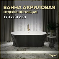 Превью фото Ванна акриловая 170x80 отдельностоящая Teymi Kati чёрная матовая T130113 № 1