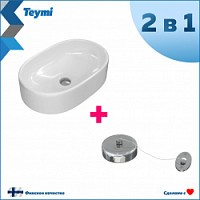 Превью фото Раковина Teymi Iva 52 накладная, белая, веревка для сушки одежды в комплекте F10094 № 1