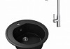 Мойка для кухни Teymi Lina D51 круглая черная матовая в комплекте смеситель для кухни Lina хром F01532