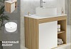 Тумба подвесная с раковиной для ванной 70 см Teymi Nura корпус дуб фасад белый раковина Lina Pro D40 F03502 № 14