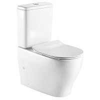 Превью фото Унитаз напольный Azario Maro 690х385х840 безободковый с бачком и сиденьем микролифт AZ-2154 № 1