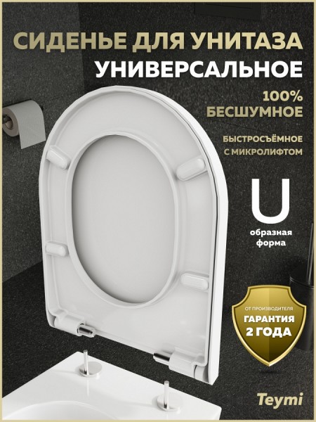 Сиденье для унитаза с микролифтом быстросъемное универсальное Teymi Lina Geo дюропласт S49902