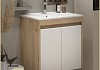 Тумба подвесная с раковиной для ванной 60 см Teymi Netta корпус дуб фасад белый раковина Ritta 60 F16019