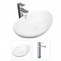 Превью фото Раковина накладная для ванной Teymi Lori 60 в комплекте смеситель высокий хром F07283 № 1