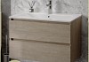 Тумба подвесная с раковиной для ванной 80 см Laina дуб светлый раковина Ritta 80 F16036