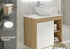 Тумба подвесная с раковиной для ванной 70 см Teymi Nura корпус дуб фасад белый раковина Lina kuppi D40 F03485