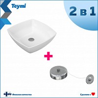 Превью фото Раковина Teymi Kati 43 накладная, белая, веревка для сушки одежды в комплекте F10095 № 1