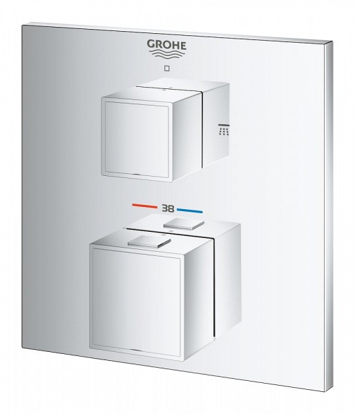 Термостатический смеситель для душа Grohe Grohtherm Cube с переключателем на 2 положения верхний/ручной душ, внешняя часть, хром 24154000