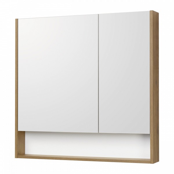 Зеркальный шкаф Акватон Сканди 90 белый, дуб рустикальный 1A252302SDZ90