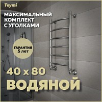 Превью фото Полотенцесушитель водяной Teymi Lina П6 40х80, наружная резьба 1", в макс. комплектации К3 W80151 № 1