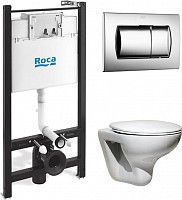 Превью фото Комплект Roca Mateo 893100010 Унитаз подвесной + инсталляция + кнопка № 1
