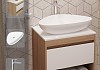 Тумба подвесная с раковиной для ванной 55 см Teymi Ritta корпус дуб фасад белый раковина 60 смеситель хром F03550 № 16