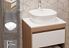 Тумба подвесная с раковиной для ванной 55 см Teymi Ritta корпус дуб фасад белый раковина Solli 40 смеситель хром F03650 № 16