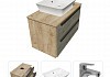 Тумба подвесная с раковиной для ванной 85 см Teymi Helmi фасад серый камень столешница дуб раковина Aina 49 смеситель Ritta хром F02979 № 2