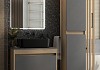 Тумба подвесная с раковиной для ванной 65 см Teymi Ritta корпус дуб фасад графит раковина Helmi Mini 48 черная матовая F15096 № 3
