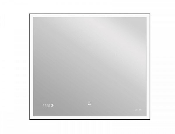 Зеркало Cersanit LED 011 design 100x80 с подсветкой часы металл. рамка прямоугольное KN-LU-LED011*100-d-Os