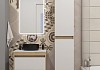 Тумба подвесная с раковиной для ванной 55 см Teymi Ritta корпус дуб фасад белый раковина Lina D31 черная матовая F15109 № 5