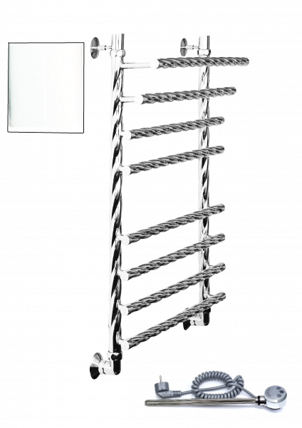 Полотенцесушитель электрический Двин F BRAID electro 60/50 1"-3/4"-1/2" ТЭН справа К эл, Белый 4627169469903