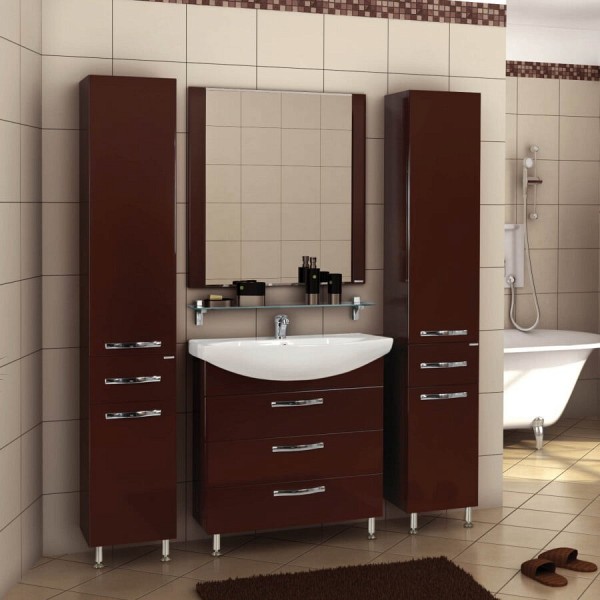 Комплект мебели для ванной Акватон Ария Н 80 темно-коричневая