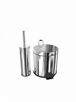 Превью фото Комплект: ведро для мусора с педалью Teymi Solli, 3 литра, ершик для унитаза, хром T90223 № 1