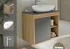 Тумба подвесная с раковиной для ванной 70 см Teymi Nura корпус дуб фасад графит раковина 60 смеситель хром F04360
