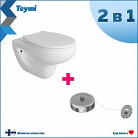 Превью фото Унитаз подвесной Teymi Hanna Pro безободковый, сиденье микролифт, веревка для сушки одежды в комплекте F10108 № 1