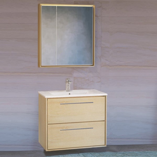 Комплект мебели для ванной Raval Frame 75 дуб сонома, подвесная