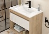 Тумба подвесная с раковиной для ванной 75 см Teymi Vitra корпус дуб фасад белый раковина Ritta 75 F16013 № 6