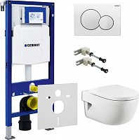 Превью фото Комплект Система инсталляции для унитазов Geberit Duofix UP320 111.300.00.5 + Унитаз подвесной Roca Meridian 346247000 + Кнопка смыва Geberit Sigma 01 115.770.11.5 белая + Комплект крепления для инсталляций Geberit Duofix 111.815.00.1 к стене № 1