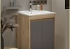 Тумба подвесная с раковиной для ванной 50 см Teymi Netta корпус дуб фасад графит раковина Ritta 50 F16018