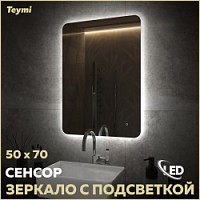 Превью фото Зеркало настенное с подсветкой в ванную Teymi Solli Oreol Pro 50х70 LED сенсор T20257 № 1