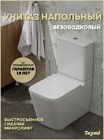 Превью фото Унитаз напольный безободковый с быстросъемным сиденьем микролифт Teymi Helmi R T40327 № 1