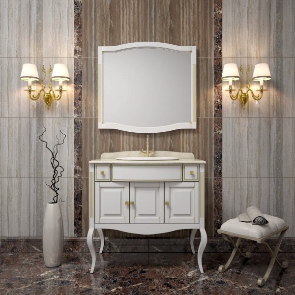 Комплект мебели для ванной Opadiris Лаура белая с патиной