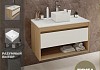 Тумба подвесная с раковиной для ванной 85 см Teymi Ritta корпус дуб фасад белый раковина Helmi Mini 24 F11657