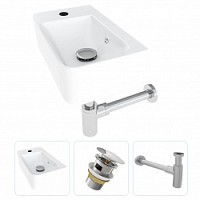 Превью фото Раковина подвесная для ванной Teymi Hanna 45 левая в комплекте донный клапан клик-клак с переливом хром и сифон хром F07557 № 1